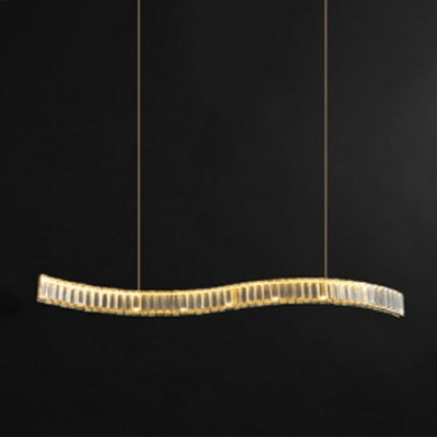 Crystal Linear Island Chandelier Lights Contemporary for Dining Room