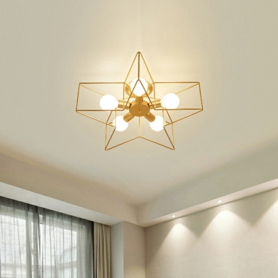 Industrial Style Creative Pentagram Ceiling Lamp for Bedroom and Dining Room