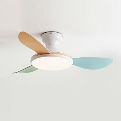 Led Minimalism Ceiling Mounted Light Fans Drum Linear for Kid's Room