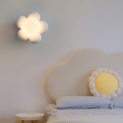 Nordic Creative Flower Wall Lamp Modern Cartoon Glass Wall Mount Fixture for Bedroom