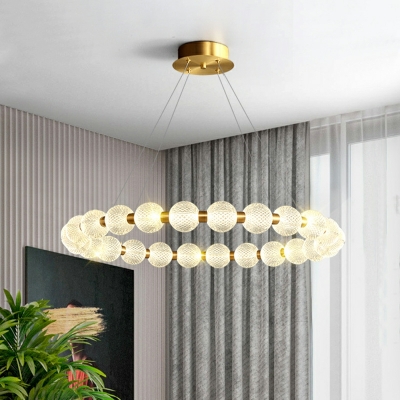 Round Pendant Light Traditional Style Glass Pendant Chandelier for Living Room