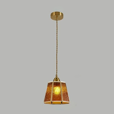 Tiffany Retro Single Pendant Simple Copper Stained Glass Hanging Lamp