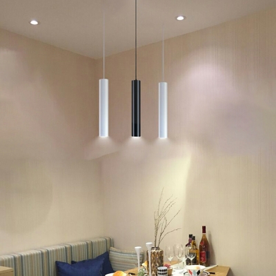 1 Light Minimalist Style Tube Shape Metal Hanging Pendant Lights