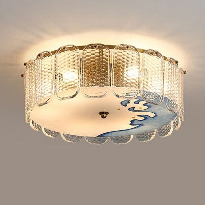 6 Lights Traditional Style Drum Shape Metal Flush Mount Ceiling Light Fixtures