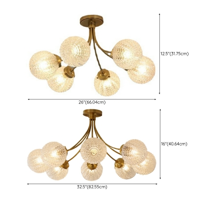 8 Light Ceiling Lamp Traditional Style Globe Shape Metal Flush Mount Fixture