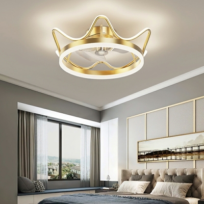 Metal Led Flush Mount Modern Style Flush Mount Fan Lamps for Bedroom