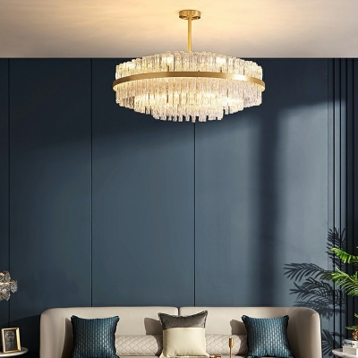 Modern Crystal Chandelier Pendant Light Elegant Drum for Living Room