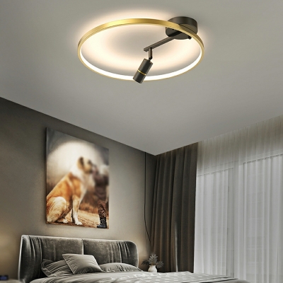 Modern Minimalist Ring LED Ceiling Light Fixture with Spotlight for Bedroom