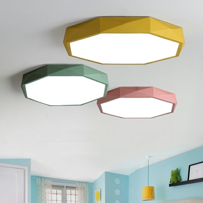 Nordic Creative Geometric Macaron Color LED Ceiling Lamp for Bedroom