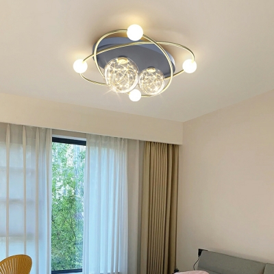 Nordic Light Luxury Glass Ball Starry Ceiling Light Fixture for Bedroom