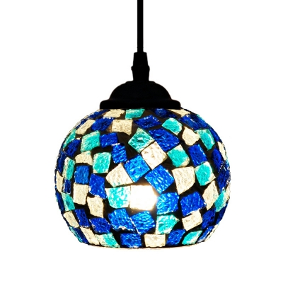 Tiffany Round Stained Glass Single Pendant for Bedroom and Hallway