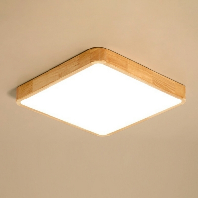1 Light Contemporary Style Geometric Shape Wood Flush Mount Ceiling Chandelier