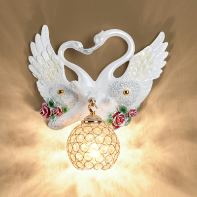 1 Light Contemporary Style Swan Shape Crystal Wall Mounted Lamps