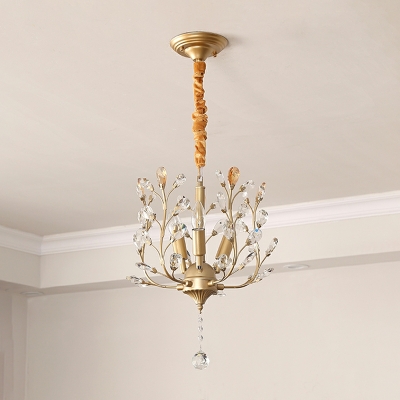 3 Lights American Creative Country Crystal Chandelier for Dining Room and Entrance
