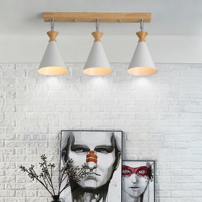 3 Lights Nordic Wood Art Adjustable Ceiling Lights for Bedroom and Dining Room