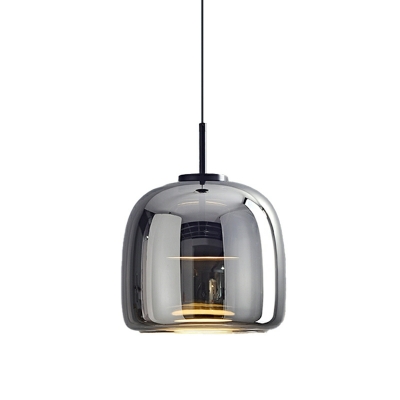 Contemporary Hanging Pendnant Lamp Simplicity Drum Glass for Dinning Room