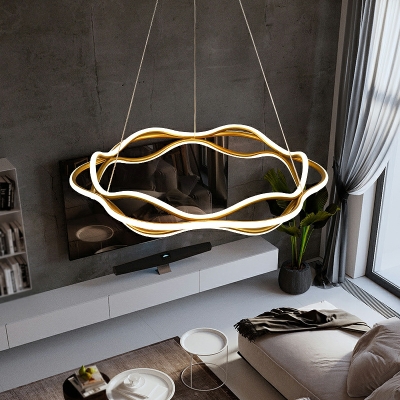 Contemporary LED Chandelier Lighting Fixtures Metal Linear for Living Room