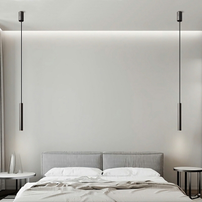 Contemporary Metal Hanging Pendnant Lamp LED Cylinder for Bedroom