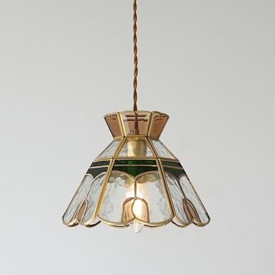 French Retro Full Copper Pendant Lamp for Bedroom and Living Room