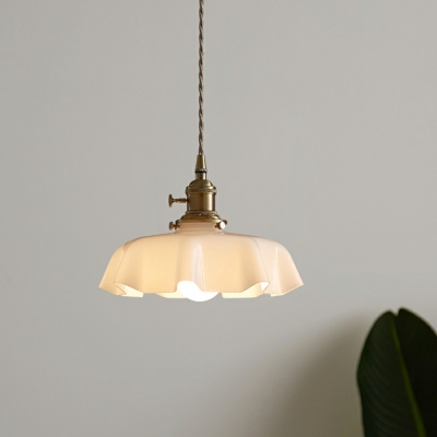 Industrial Down Lighting Pendant Vintage Glass Ruffles for Living Room