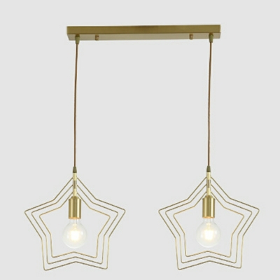Industrial Style Creative Pentagram Pendant Lamp in Gold for Bar and Bedroom