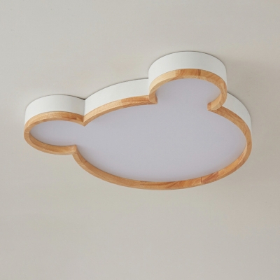 LED Creative Wood Art Cartoon Mickey Flushmount Ceiling Light for Bedroom