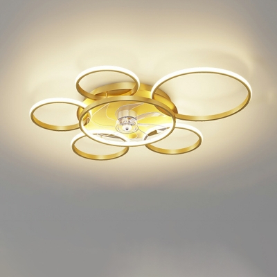 Minimalism Ceiling Fans Basic LED Metal Creative Round for Living Room