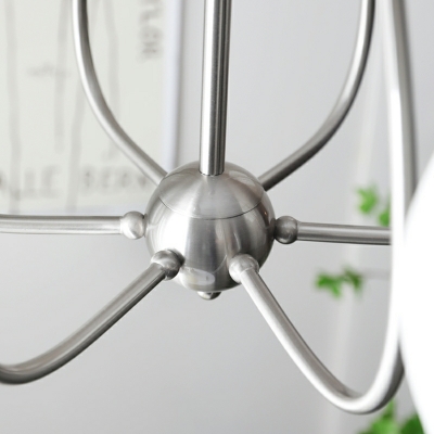 Minimalism Chandelier Lighting Fixtures Drum Glass and Metal for Living Room