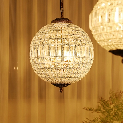 1 Light Contemporary Style Globe Shape Crystal Hanging Pendant Light