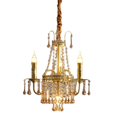 4 Lights American Country Style Crystal Chandelier for Bedroom and Dining Room