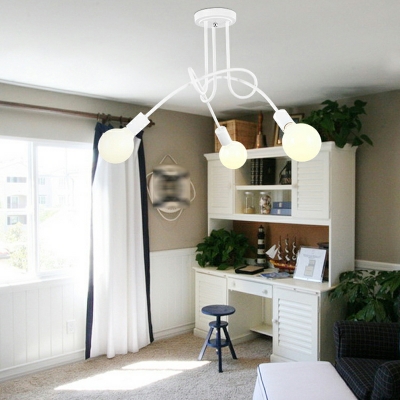 5 Lights Loft Style Exposed Bulb Shape Metal Ceiling Pendant Light