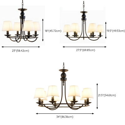6 Lights Traditional Style Bell Shape Metal Chandelier Light Fixture