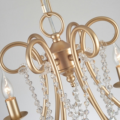 6 Lights Traditional Style Candle Shape Metal Pendant Chandelier