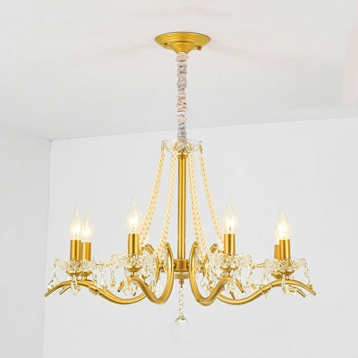 Brass Chandelier Lighting Fixtures Traditional Crystal for Living Room