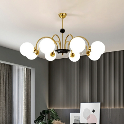 French Style Bauhaus Chandelier with White Glass Shade for Dining Room and Living Room