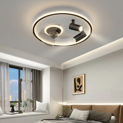 LED Creative Round Ceiling Fan Light with Spotlight for Living Room and Bedroom