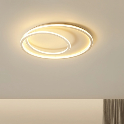 LED Minimalist Round Line Flushmount Ceiling Light in White for Bedroom
