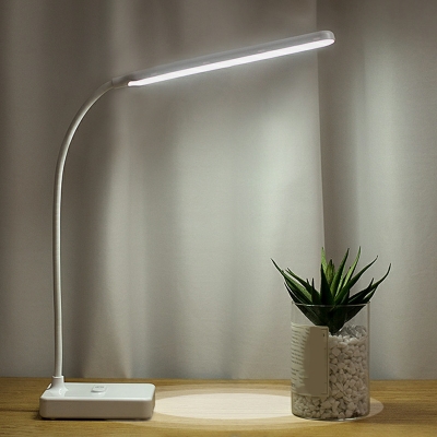LED Minimalist White Desk Lamp with Third Gear for Bedroom and Study