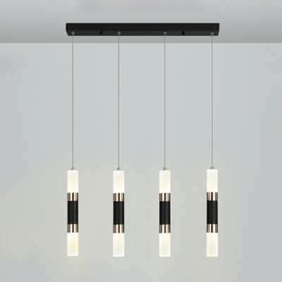 Minimalism Hanging Light Fixtures Cylindrical Black for Living Room