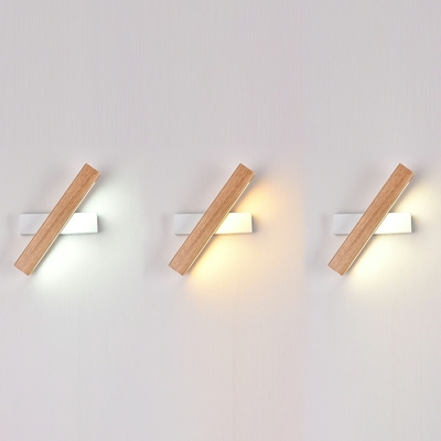 Nordic Rotatable Wooden LED Wall Mount Fixture for Bedroom and Entrance