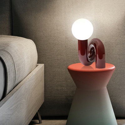 Postmodern Creative U Shape Design Desk Lamp with Glass Shade for Bedroom
