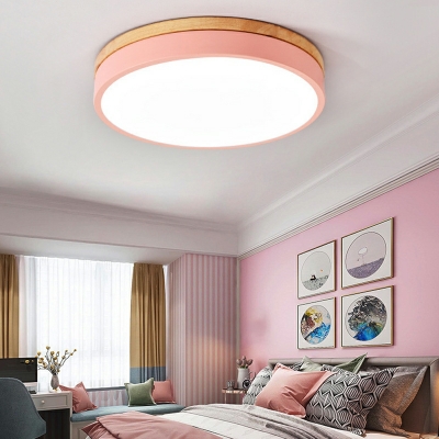 Wood Flush Mount Ceiling Light Fixtures Macaron for Living Room