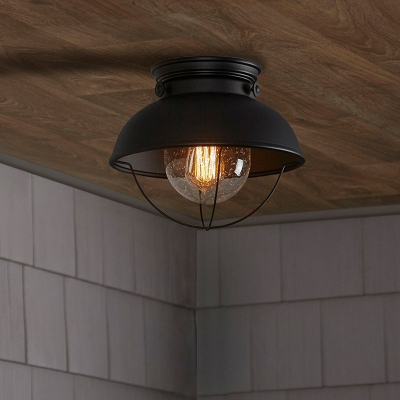 1 Light Farmhouse Style Dome Shape Metal Flush Mount Ceiling Light Fixtures
