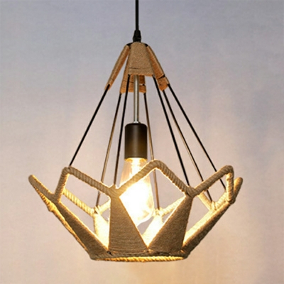 1 Light Vintage Style Cage Shape Metal Hanging Pendant Light
