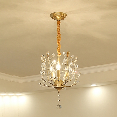 3 Lights American Creative Country Crystal Chandelier for Dining Room and Entrance