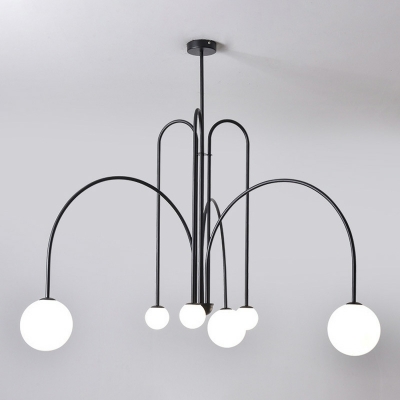 6 Lights Nordic Geometric Line Art Chandelier for Dining Room and Living Room