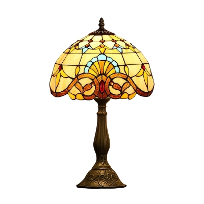 Bowl-Shaped Shade Night Table Lamps Tiffany-Style for Living Room
