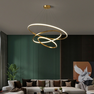 Contemporary LED Chandelier Lighting Fixtures Linear Metal for Living Room