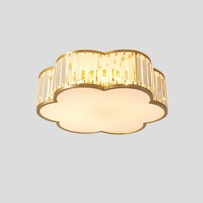 Light Luxury Full Copper Crystal Flushmount Ceiling Light for Bedroom and Living Room