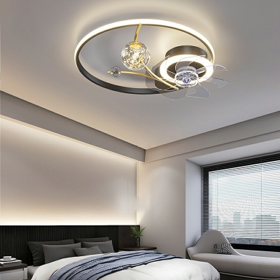 Minimalism Ceiling Fans Basic LED Metal Creative Linear for Living Room